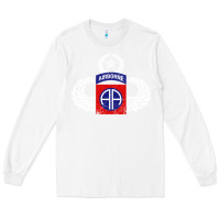 White 82nd Airborne Div Parachutist Wings and Patch - Distressed Long Sleeve Tee - baoMotion