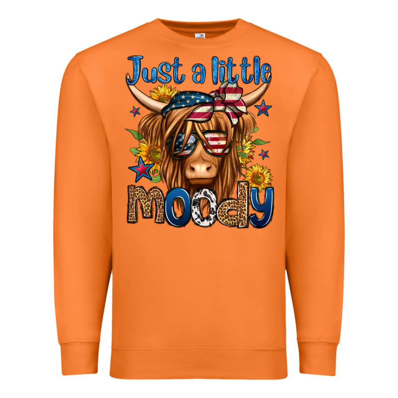 Just A Little Moody 4th Of July Long Haired Cow Premium Sweatshirt by Jasminsmagicworld | Teevron