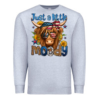 Heather Grey just a little moody 4th of july long haired cow Premium Sweatshirt - Jasminsmagicworld
