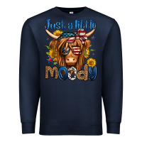Navy just a little moody 4th of july long haired cow Premium Sweatshirt - Jasminsmagicworld