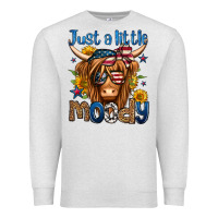 Oatmeal Heather just a little moody 4th of july long haired cow Premium Sweatshirt - Jasminsmagicworld
