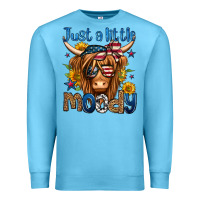 Ocean Blue just a little moody 4th of july long haired cow Premium Sweatshirt - Jasminsmagicworld