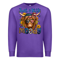 Purple just a little moody 4th of july long haired cow Premium Sweatshirt - Jasminsmagicworld