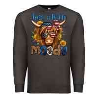 Smoke just a little moody 4th of july long haired cow Premium Sweatshirt - Jasminsmagicworld