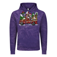 Cloud Purple festive farm animal christmas truck Vintage Hoodie - CowhideDigitalArt