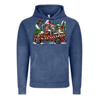 Vintage Denim festive farm animal christmas truck Vintage Hoodie - CowhideDigitalArt