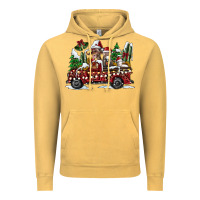 Vintage Mustard festive farm animal christmas truck Vintage Hoodie - CowhideDigitalArt