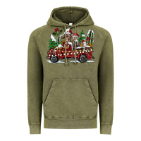 Vintage Olive festive farm animal christmas truck Vintage Hoodie - CowhideDigitalArt