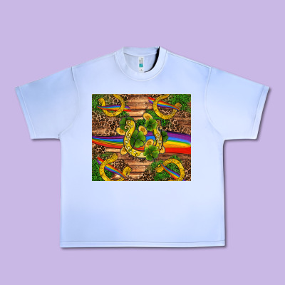 St Patricks Day Horseshoe Shamrock Rainbow Gold Urban Heavy Tee Designed By Ranaportraitstore