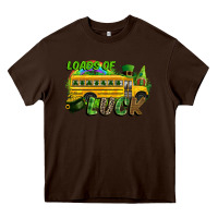 Chocolate Brown Loads of luck School bus Heavy Core Tee - CowGirlArtShop