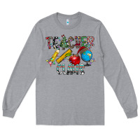 Heather Grey Teacher Calus Long Sleeve Tee - CowhideDigitalArt