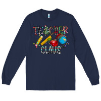 Navy Teacher Calus Long Sleeve Tee - CowhideDigitalArt