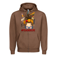 Chestnut messy bun teacher life Zipper Hoodie - RanaPortraitStore