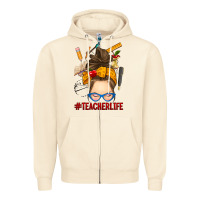 Sandshell messy bun teacher life Zipper Hoodie - RanaPortraitStore