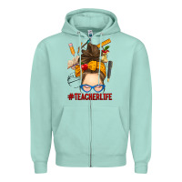 Seafoam messy bun teacher life Zipper Hoodie - RanaPortraitStore