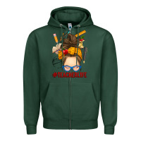 Sports Green messy bun teacher life Zipper Hoodie - RanaPortraitStore