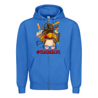 True Royal messy bun teacher life Zipper Hoodie - RanaPortraitStore