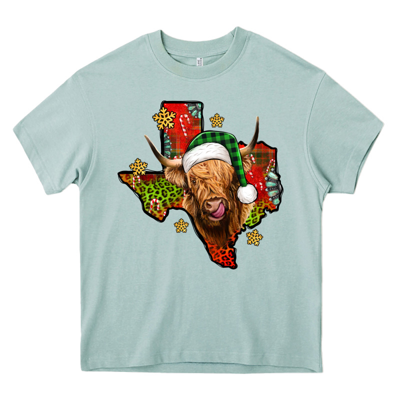 Christmas Texas Highland Cow Heavy Core Tee by Jasminsmagicworld | Teevron