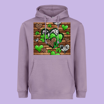 St Patricks Day Hearts Heavyweight Hoodie Designed By Jasminsmagicworld
