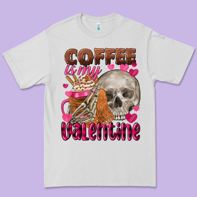 Coffee Is My Valentine Skull Premium Tee Designed By Fadigitalartstudio