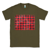 Army Green distressed buffalo plaid background Classic Tee - CowCowDesign