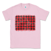 Bubblegum Pink distressed buffalo plaid background Classic Tee - CowCowDesign