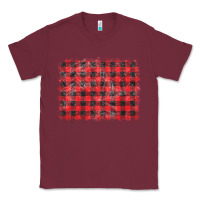 Burgundy distressed buffalo plaid background Classic Tee - CowCowDesign