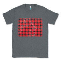 Charcoal Heather distressed buffalo plaid background Classic Tee - CowCowDesign