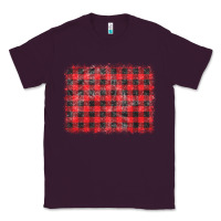 Plum distressed buffalo plaid background Classic Tee - CowCowDesign
