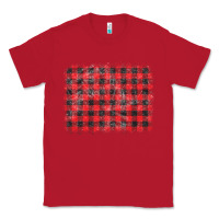 Red distressed buffalo plaid background Classic Tee - CowCowDesign