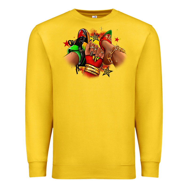Juneteenth Sneaker And Heel Afro Woman Premium Sweatshirt by RanaPortraitStore | Teevron