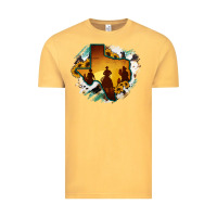 Vintage Mustard Horsehide Texas Map Cowboys Flag Vintage Tee - RanaPortraitStore
