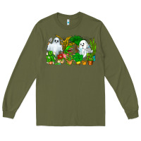 Army Green Spooky Plants Long Sleeve Tee - CowhideDigitalArt