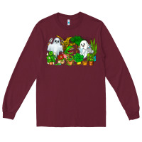 Burgundy Spooky Plants Long Sleeve Tee - CowhideDigitalArt