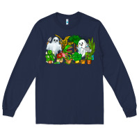 Navy Spooky Plants Long Sleeve Tee - CowhideDigitalArt