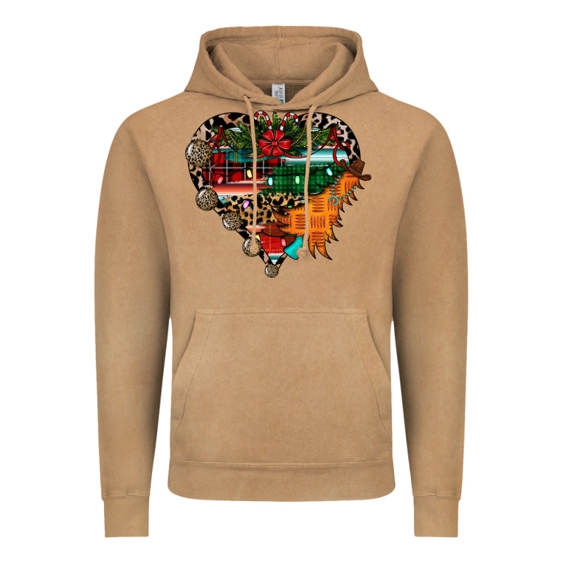 Festive Western Christmas Heart Vintage Hoodie by CowhideDigitalArt | Teevron