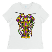 White mardi gras crawfish Ladies Tee - FaDigitalArtStudio