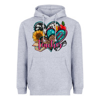 Heather Grey teacher hearts Heavyweight Hoodie - Jasminsmagicworld
