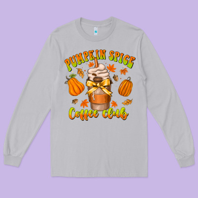Pumpkin Spice Coffee Club Long Sleeve Tee Designed By Cowhidedigitalart