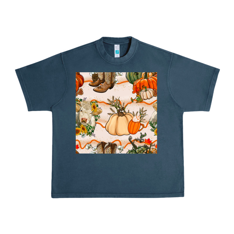 Fall Heifer Seamless Pattern Urban Heavy Tee by BundleAndBundleShop | Teevron