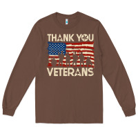 Chestnut Thank You Veterans American Flag Patriotic Long Sleeve Tee - baoMotion