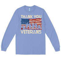 Colony Blue Thank You Veterans American Flag Patriotic Long Sleeve Tee - baoMotion