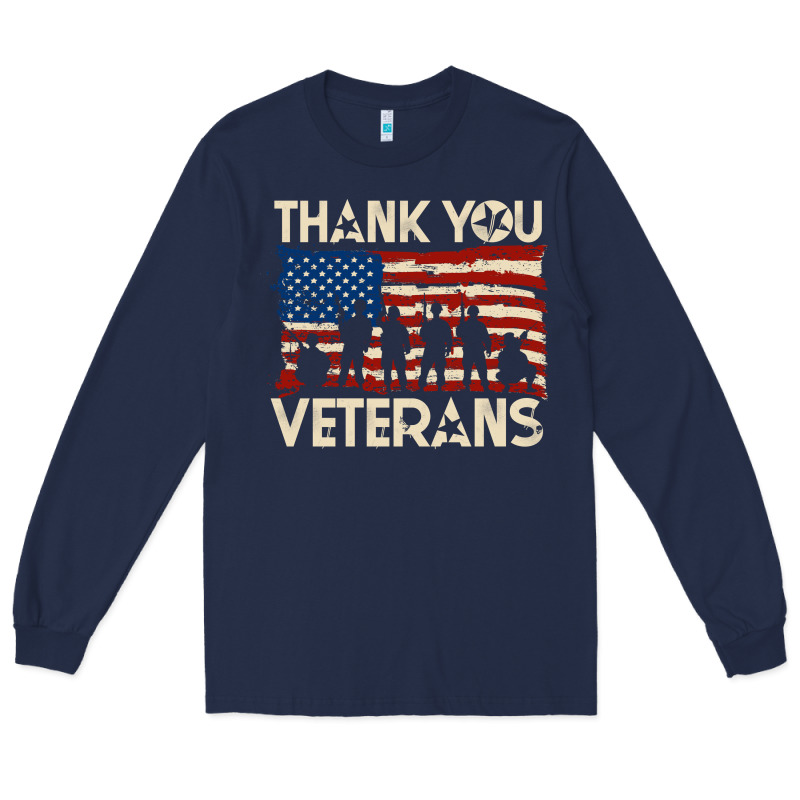 Thank You Veterans American Flag Patriotic Long Sleeve Tee by baoMotion | Teevron