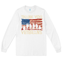 White Thank You Veterans American Flag Patriotic Long Sleeve Tee - baoMotion