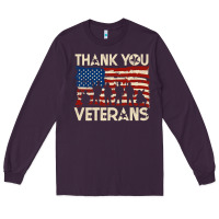 Plum Thank You Veterans American Flag Patriotic Long Sleeve Tee - baoMotion