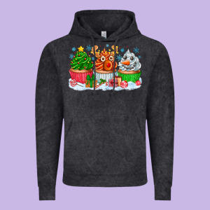 Festive Christmas Cupcakes Vintage Hoodie Designed By Cowhidedigitalart