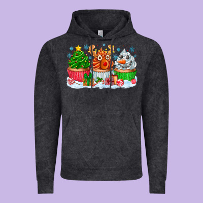 Festive Christmas Cupcakes Vintage Hoodie Designed By Cowhidedigitalart