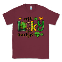 Burgundy One lucky auntie St. Patrick's Classic Tee - OliviaCreatesArt