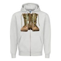 Dove Grey soldier boots Zipper Hoodie - RanaPortraitStore