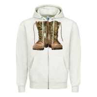 Oatmeal Heather soldier boots Zipper Hoodie - RanaPortraitStore